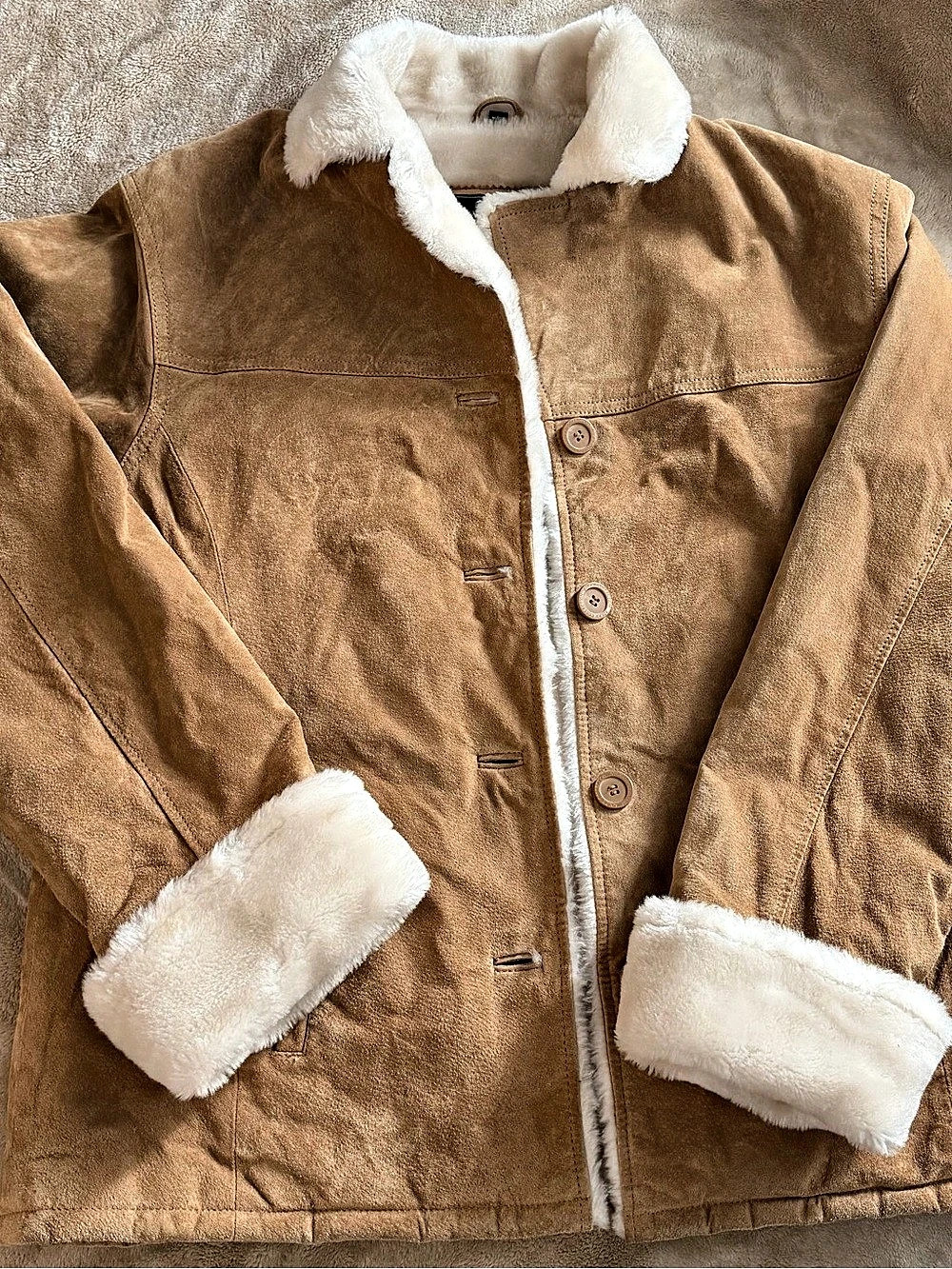 Adler Collection Shearling-Lined Jacket Brown & Cream Large